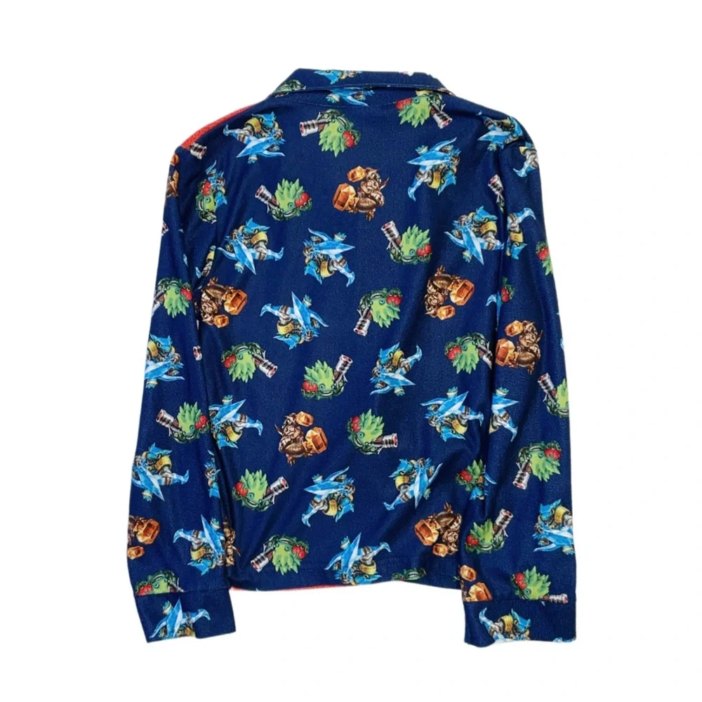 SKYLANDERS Boy's Button Down Long Sleeve Pajama Top Large 10/12
